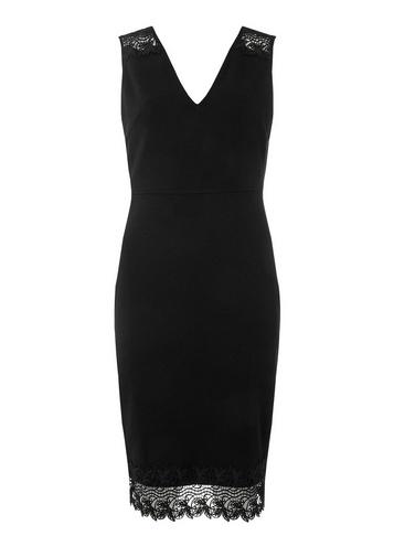 Dorothy Perkins *black Lace Shoulder Pencil Dress