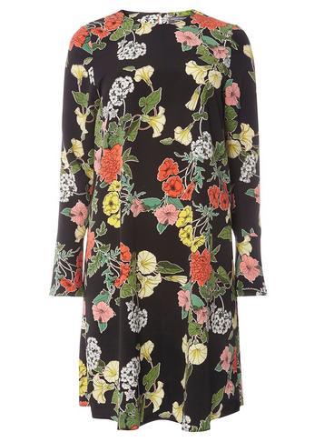 Dorothy Perkins *tall Black Floral Print Shift Dress
