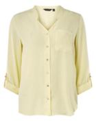 Dorothy Perkins Yellow Notch Neck Roll Sleeve Shirt