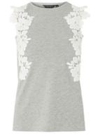 Dorothy Perkins Grey Lace Trim Shell Top