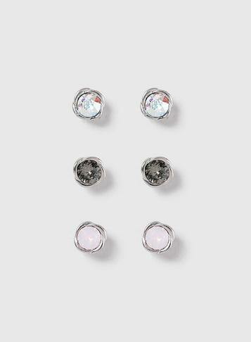 Dorothy Perkins 3 Pack Multi Coloured Swarovski Elements Stud Earrings
