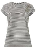 Dorothy Perkins Black Ivory Striped Embellished T-shirt