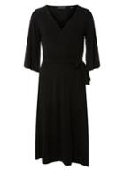Dorothy Perkins Plain Black Midi Wrap Dress