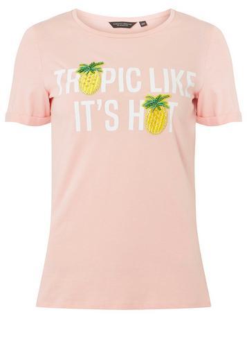 Dorothy Perkins Pink 'tropic Like It's Hot' Slogan T-shirt