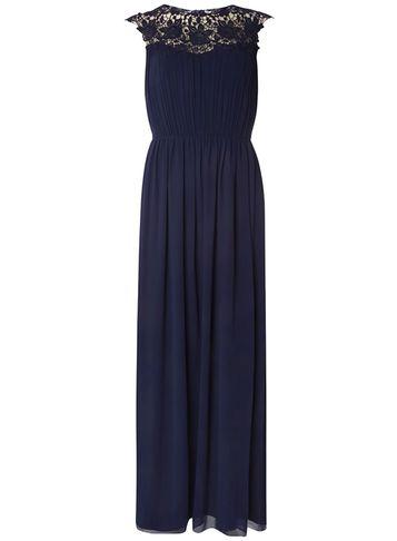 Dorothy Perkins *showcase Navy Lila Corded Lace Maxi Dress