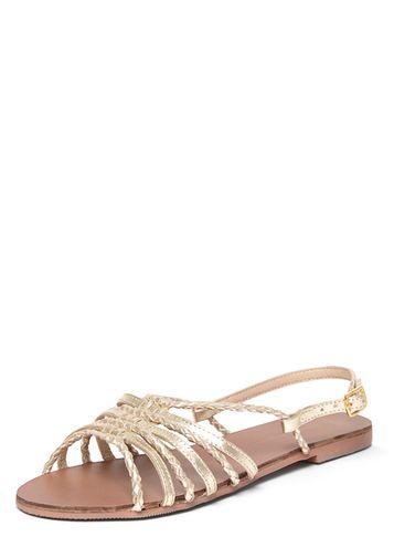 Dorothy Perkins Gold 'forever' Leather Flat Sandals