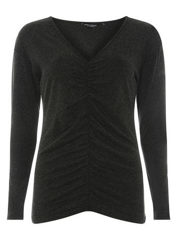 Dorothy Perkins Charcoal Ruched Front Long Sleeve Top