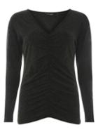 Dorothy Perkins Charcoal Ruched Front Long Sleeve Top