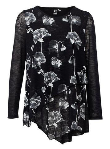 *izabel London Black Floral Print Asymmetric Top