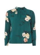 Dorothy Perkins Petite Green Oriental Floral Print Top