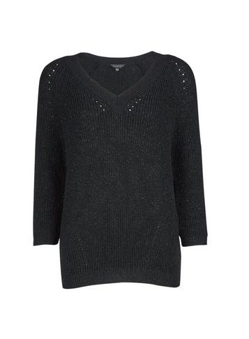 Dorothy Perkins Black V-neck Tape Jumper