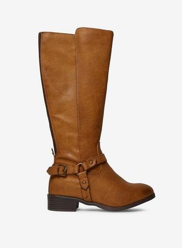Dorothy Perkins Tan Wide Fit 'talia' Riding Boots