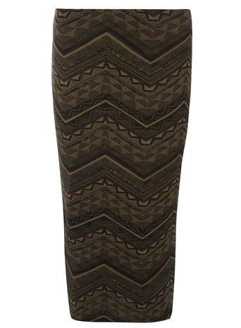 Dorothy Perkins Khaki And Black Chevron Tube Skirt