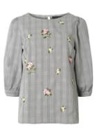 Dorothy Perkins Grey Check Embroidered Top