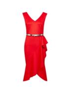 *luxe Red Frill Bodycon Dress