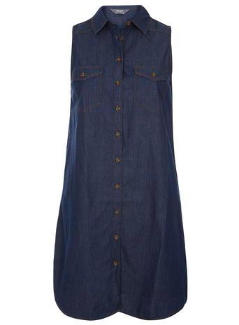 Dorothy Perkins Indigo Sleeveless Shirt Dress