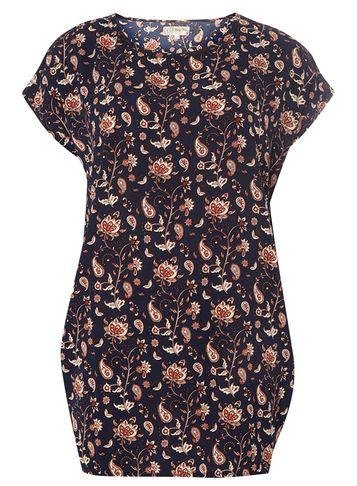 Dorothy Perkins *voulez Vous Navy Floral Paisley Top