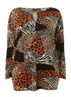 Dorothy Perkins *dp Curve Multi Coloured Leopard Mix Print Batwing Top