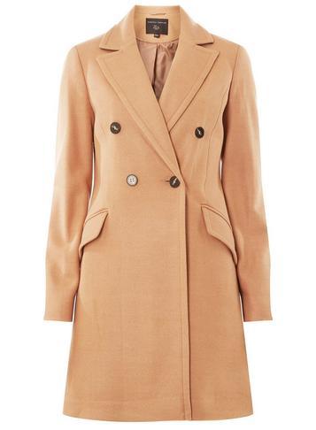 Dorothy Perkins Camel Double Breasted Pea Coat