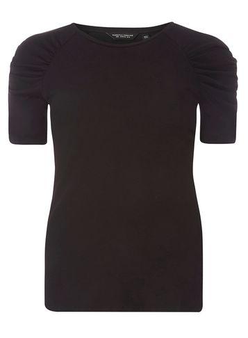 Dorothy Perkins Black Ruched Sleeve T-shirt