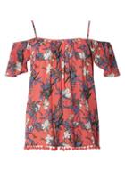 Dorothy Perkins *tall Pink Floral Cold Shoulder Top