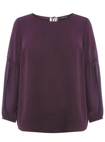 Dorothy Perkins *dp Curve Purple Balloon Sleeve Top