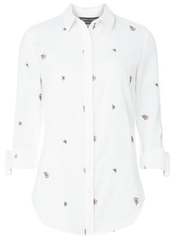 Dorothy Perkins *tall Ivory Embroidered Shirt