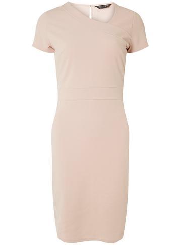 Dorothy Perkins Blush Asymmetric Fold Neck Pencil Dress