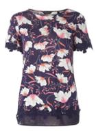 Dorothy Perkins Navy Floral Lace Hem T-shirt