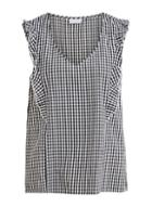 *vila Black Ruffle Gingham Print T-shirt