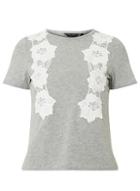 Dorothy Perkins Grey Lace Front T-shirt