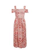 Dorothy Perkins Pink Tile Print Shirred Dress