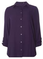 Dorothy Perkins *tall Purple Roll Sleeve Side Tab Shirt