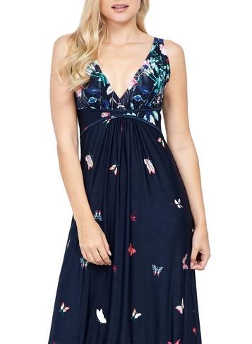 *izabel London Navy Butterfly Print Maxi Dress