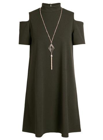 Dorothy Perkins *quiz Khaki Cold Shoulder Swing Dress