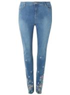 Dorothy Perkins Dp Curve Mid Wash Embroidered Jeans