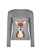 Dorothy Perkins Petite Grey Sequin Reindeer Jumper