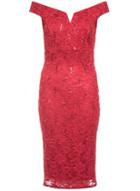 Dorothy Perkins *quiz Red Lace Bardot Midi Dress