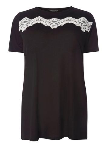 Dorothy Perkins Dp Curve Black Lace Trim T-shirt