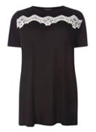Dorothy Perkins Dp Curve Black Lace Trim T-shirt