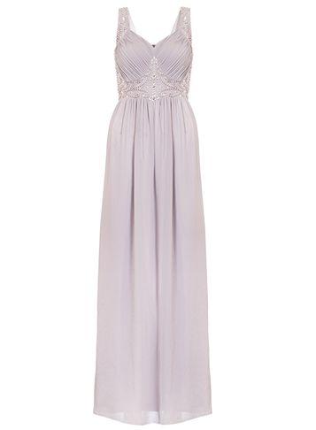 Dorothy Perkins *quiz Grey Chiffon Jewel Maxi Dress