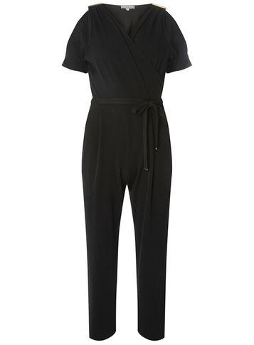 Dorothy Perkins Petite Black Wrap Jumpsuit