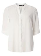 Dorothy Perkins Ivory Non Collar Roll Sleeve Shirt