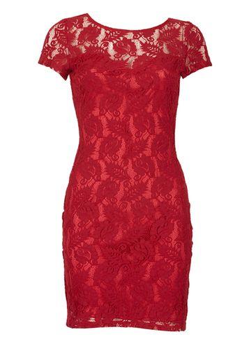 Dorothy Perkins *tenki Maroon Plain Lace Dress