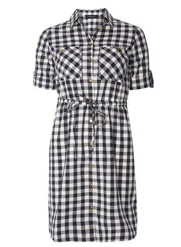 Dorothy Perkins Blue Gingham Tie Waist Shirt Dress