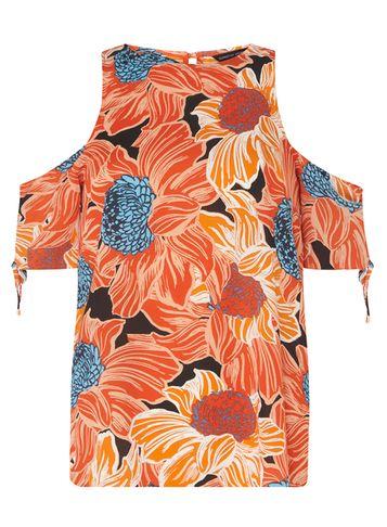 Dorothy Perkins Orange Floral Print Drawcord Top