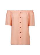 Dorothy Perkins Apricot Button Bardot Top