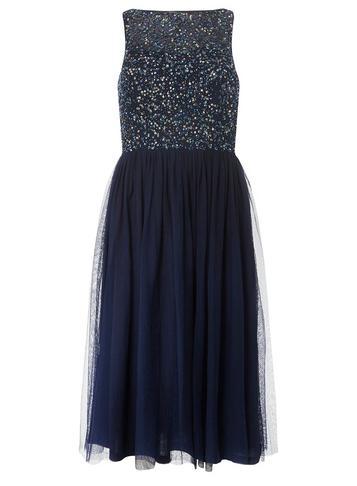 Dorothy Perkins *showcase Cordelia Navy Sequin Prom Dress