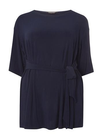 Dorothy Perkins Dp Curve Navy Belted Jersey Blouse