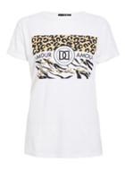 *quiz White Cotton Leopard Print T-shirt